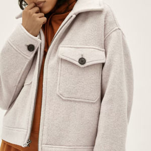 Everlane Womens The Wool Mackinaw Jacket Oatmeal Beige